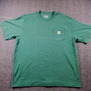 Carhartt Shirt Mens 2XL Green Loose Fit Pocket T Short Sleeve Crew Neck Work XXL